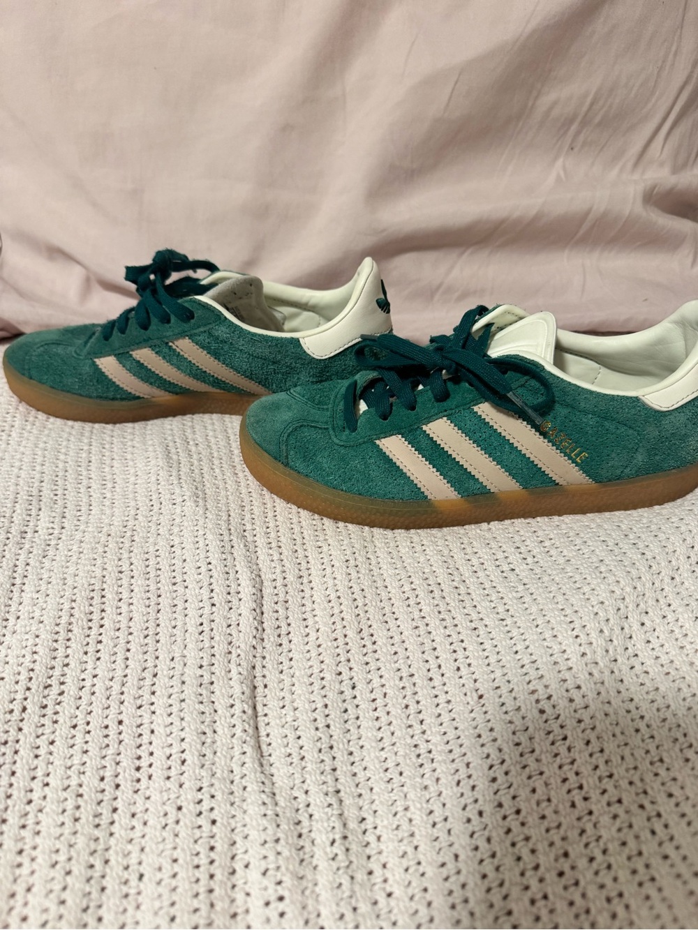 adidas Kids Teal Suede Sneakers with Cream Stripes